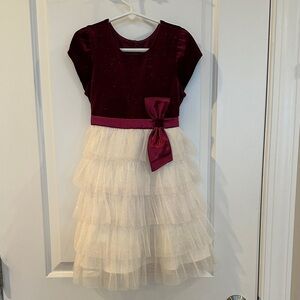 Jona Michelle Burgundy and Cream Formal Dress